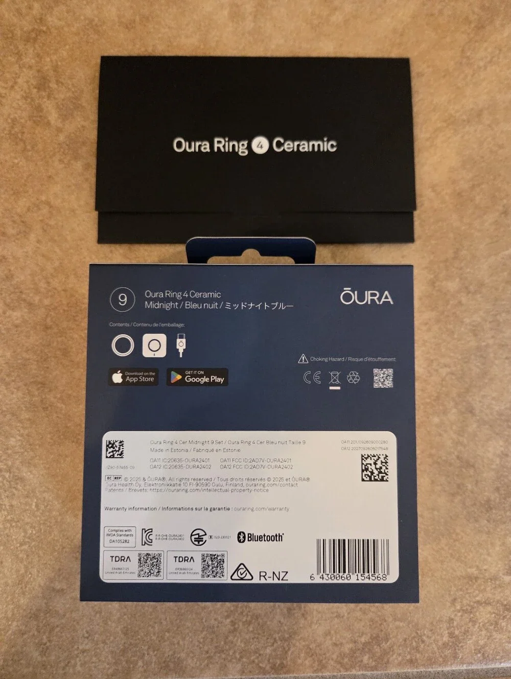 NEW SEALED BOX Oura Ring Gen 4 CERAMIC Size 9 BLUE Midnight Bleu Nuit